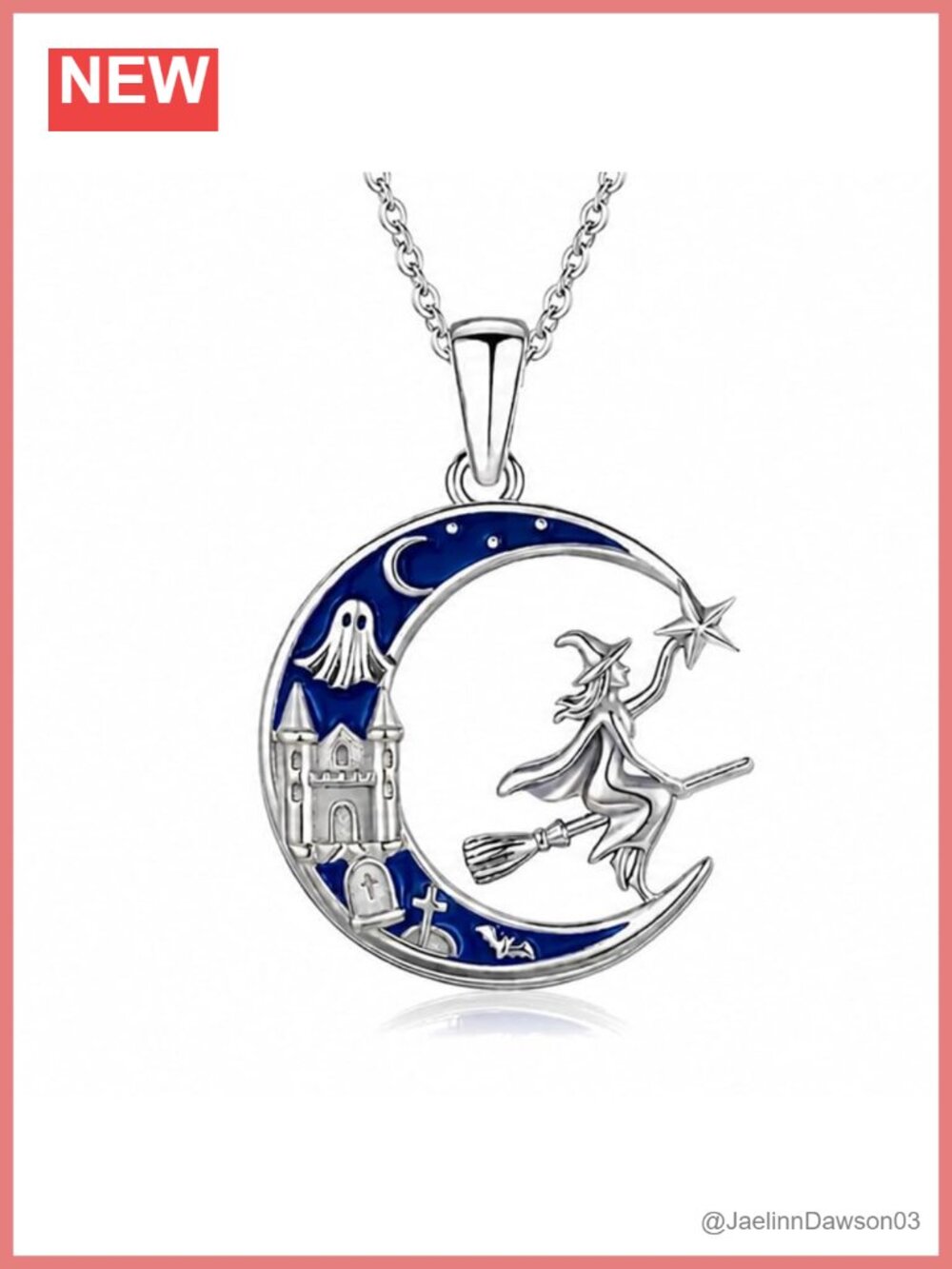Gothic Witch Bat Pendant Necklace Halloween Cosplay Jewelry